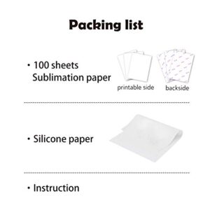 A-SUB Sublimation Paper 8.5x11 Inch for DIY Unique Christmas Gifts Compatible with Inkjet Printer which Match Sublimation Ink 100 Sheets