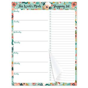 weekly meal planner – grocery list magnetic notepads 7″ x 9″ meal planning pad with tear off shopping list for convenient shopping – notepad with magnet for refrigerator or desk