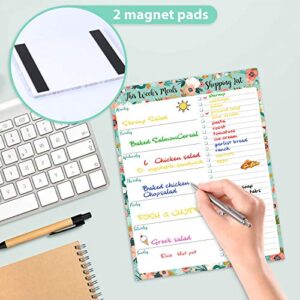 Weekly Meal Planner - Grocery List Magnetic Notepads 7" x 9" Meal Planning Pad with Tear Off Shopping List for Convenient Shopping - Notepad with Magnet for Refrigerator or Desk