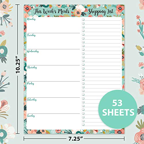 Weekly Meal Planner - Grocery List Magnetic Notepads 7" x 9" Meal Planning Pad with Tear Off Shopping List for Convenient Shopping - Notepad with Magnet for Refrigerator or Desk