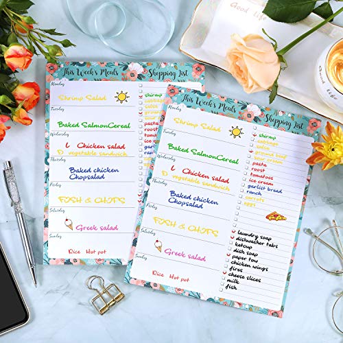 Weekly Meal Planner - Grocery List Magnetic Notepads 7" x 9" Meal Planning Pad with Tear Off Shopping List for Convenient Shopping - Notepad with Magnet for Refrigerator or Desk