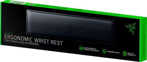 Razer Ergonomic Wrist Rest for Tenkeyless Keyboards: Plush Leatherette Memory Foam Cushion - Anti-Slip Rubber Feet