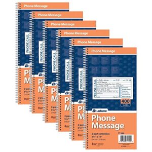 adams phone message book, carbonless duplicate, 5.50 x 11 inches, 4 sets per page, 400 sets per book, pack of 6