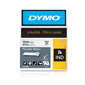 DYMO Industrial Flexible Nylon Labels, 3/4", Black on White, 18489, DYMO Authentic