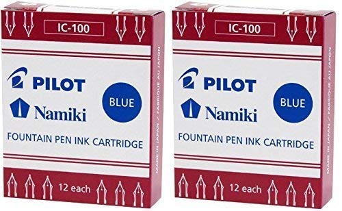 Pilot Namiki IC100 Fountain Pen Ink Cartridge, Blue, 12 Cartridges per Pack (Pack of 2)