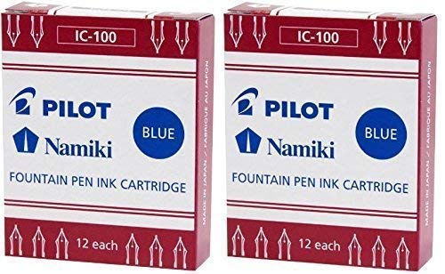 Pilot Namiki IC100 Fountain Pen Ink Cartridge, Blue, 12 Cartridges per Pack (Pack of 2)