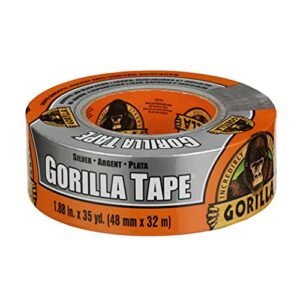 Gorilla Tape, Silver Duct Tape, 1.88" x 35 yd, Silver, (Pack of 1)