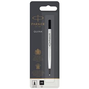 parker quink rollerball pen ink refill, medium, black