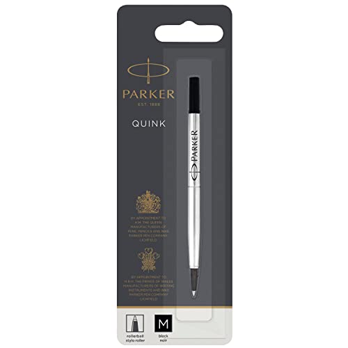 Parker QUINK Rollerball Pen Ink Refill, Medium, Black