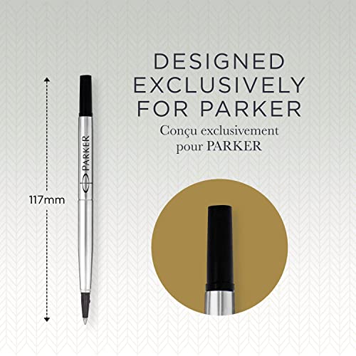 Parker QUINK Rollerball Pen Ink Refill, Medium, Black