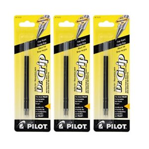 Pilot Dr Grip Retractable Ballpoint Pen Refills, 1.0mm, Medium Point, Black Ink, 6 (Pack of 2)