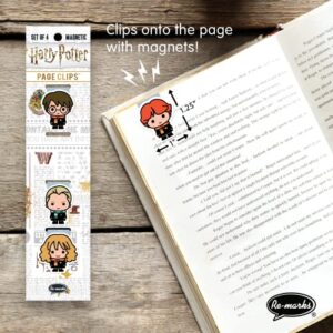 Re-marks Harry Potter Wizards and Hogwarts Magnetic Page Clips, 2 Sets of 4 Page Clips, 8 Clips Total