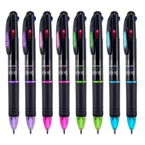 8 pack multicolor ballpoint pen, 4-in-1 colored pens 0.7mm fine point, 4 color retractable ballpoint gift pens for office school supplies