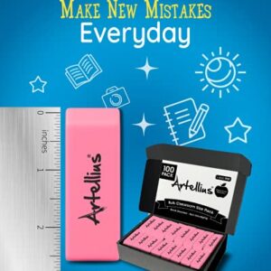 Pink Erasers Pack of 100 - Large Size, Latex & Smudge Free - Bulk School Supplies for Classrooms, Teachers, Homeschool, Office, Art Class, and More!