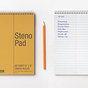 Better Office Products Spiral Steno Pads, 8 Pack, 6 x 9 inches, 60 Sheets, White Paper, Gregg Rule, Natural Board Cover, 8 Steno Notebooks