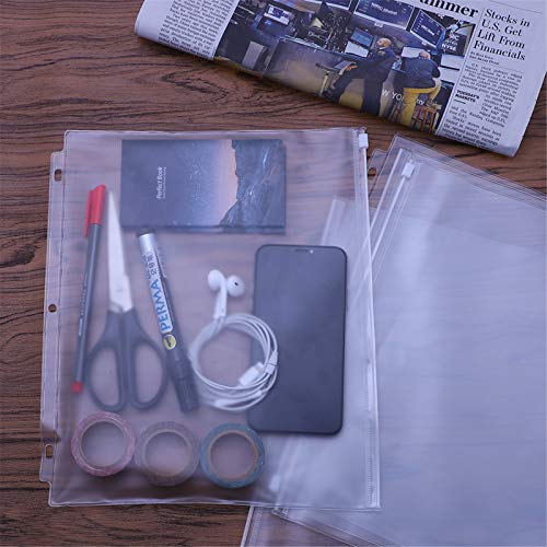 Antner Letter Size Binder Pockets 3 Holes Zipper Binder Folders for Ring Binder Loose Leaf Bags, Waterproof Pouch Document Filing Bags, 8 Pack