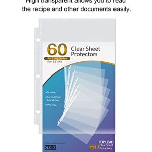 KTRIO Heavyweight Sheet Protectors 5.5 x 8.5 inch, Clear Page Protectors for Mini 3 Ring Binder, Plastic Sleeves for Binders, Top Loading Paper Protector, 60 Pack