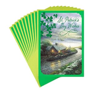 hallmark thomas kinkade pack of st. patricks day cards, seaside cottage (10 cards and envelopes)