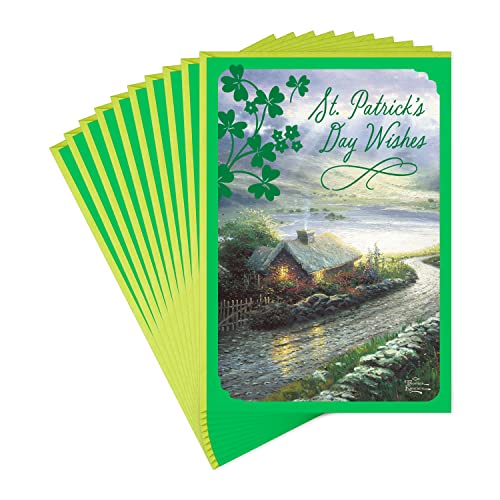 Hallmark Thomas Kinkade Pack of St. Patricks Day Cards, Seaside Cottage (10 Cards and Envelopes)