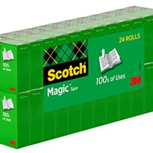 Scotch Magic Tape, 20 Rolls, Numerous Applications, Invisible, Engineered for Repairing, 3/4 x 1000 Inches, Boxed (810K20)