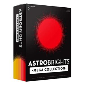 astrobrights mega collection, colored cardstock,”sunny” 5-color assortment, 320 sheets, 65 lb/176 gsm, 8.5″ x 11″ – more sheets! (91704)