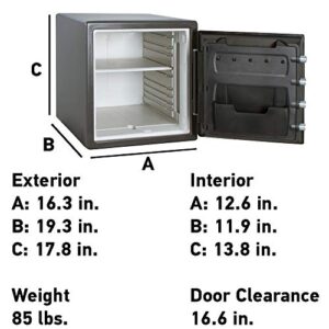 SentrySafe Fireproof Steel Home Safe with Digital Keypad Lock, Secure Valuables, Jewelry and Documents, 1.19 Cubic Feet, 17.8 x 16.3 x 19.3 inches, SF123ES