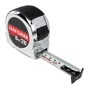 craftsman tape measure, chrome classic, 8-meter (cmht37326s)