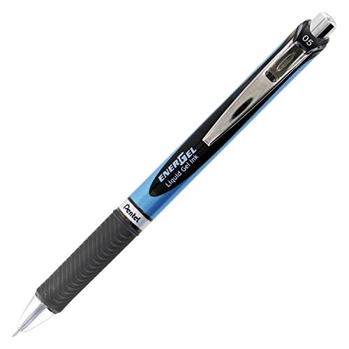 Pentel EnerGel RTX Retractable Liquid Gel Pen 0.5mm Fine Line Needle Tip Black Ink (15)