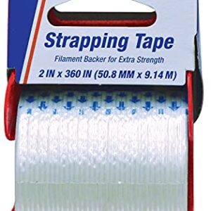 Seal-It Mail and Ship Strapping Tape, 2 Inches x 360 Inches, White, with Palmguard Dispenser Blue/Red (83716)