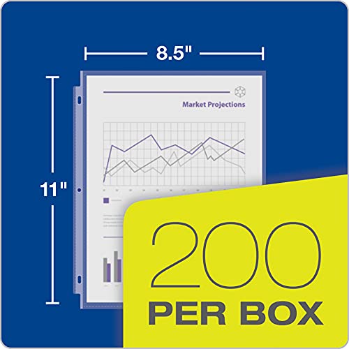 Oxford Lightweight Sheet Protectors, Non Glare Matte, Top Load, Letter Size Plastic Sleeves, Reinforced 3 Hole Punch for Binders, 200 per Box (33266)