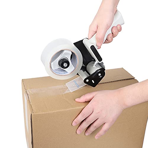 JARLINK Packing Tape Dispenser Gun (2 Pack) with 2 Rolls Tape, 2 inches Lightweight Industrial Side Loading Tape Dispenser for Shipping Packaging Moving Sealing (Grey & Black)