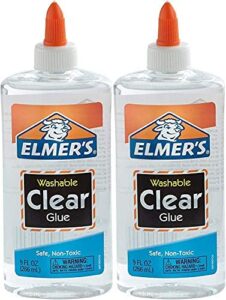 elmer’s liquid school glue, clear, washable, 9 ounces, 1 count pack of 2
