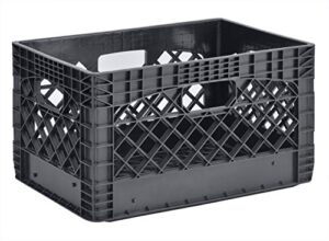 juggernaut storage 24 quart 3 pack black heavy duty rectangular stackable dairy milk crates, 11″ height, 19″ width