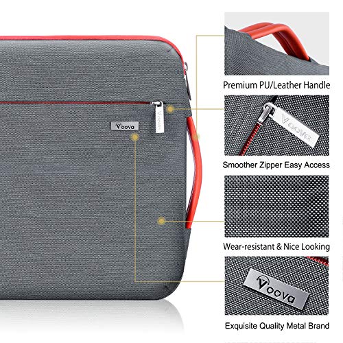 Voova Laptop Sleeve Case 15.6 Inch, 360° Protective Computer Carrying Bag Compatible with Macbook Pro 15 16 M1 Pro/Max,15-16" Microsoft Hp Lenovo Acer Asus Chromebook with Organizers, Waterproof, Grey