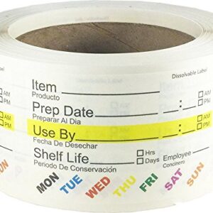 Dissolvable Food Rotation Labels, 2” x 3” Adhesive Stickers, 500-Pack