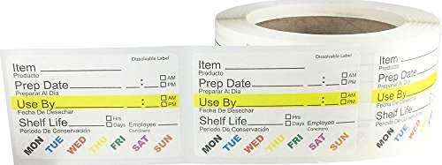 Dissolvable Food Rotation Labels, 2” x 3” Adhesive Stickers, 500-Pack