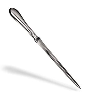 uncommon desks silver letter opener knife – smooth metal plated envelope opener – ergonomic rounded handle for comfort – home and office mail supplies – 1 pack