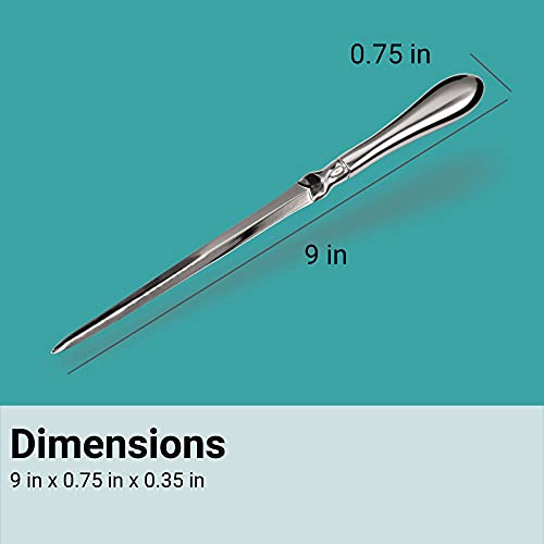 Uncommon Desks Silver Letter Opener Knife - Smooth Metal Plated Envelope Opener - Ergonomic Rounded Handle for Comfort - Home and Office Mail Supplies - 1 Pack