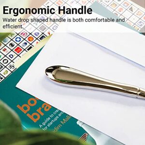 Uncommon Desks Silver Letter Opener Knife - Smooth Metal Plated Envelope Opener - Ergonomic Rounded Handle for Comfort - Home and Office Mail Supplies - 1 Pack