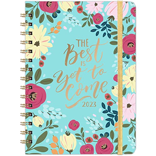 2023 Planner – Weekly ＆ Monthly Planner 2023, Jan 2023 – Dec 2023, 6.4" x 8.5" with 12 Monthly Tabs, Flexible Hardcover, Thick Paper, Inspirational Quotes, Strong Spirals Wirebound Organizer