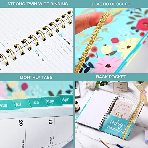 2023 Planner – Weekly ＆ Monthly Planner 2023, Jan 2023 – Dec 2023, 6.4" x 8.5" with 12 Monthly Tabs, Flexible Hardcover, Thick Paper, Inspirational Quotes, Strong Spirals Wirebound Organizer