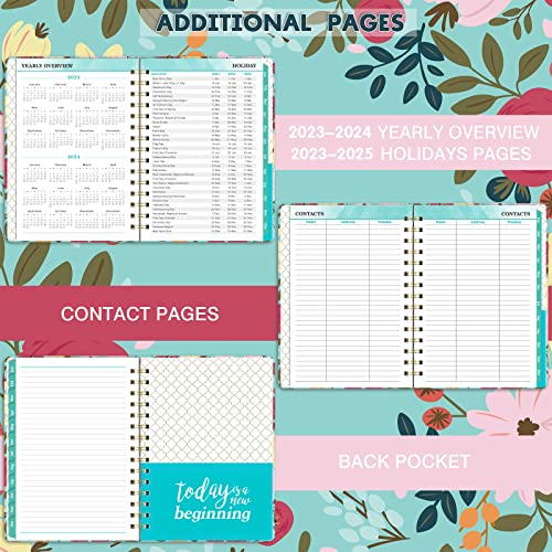 2023 Planner – Weekly ＆ Monthly Planner 2023, Jan 2023 – Dec 2023, 6.4" x 8.5" with 12 Monthly Tabs, Flexible Hardcover, Thick Paper, Inspirational Quotes, Strong Spirals Wirebound Organizer