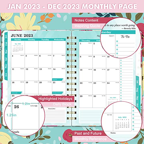 2023 Planner – Weekly ＆ Monthly Planner 2023, Jan 2023 – Dec 2023, 6.4" x 8.5" with 12 Monthly Tabs, Flexible Hardcover, Thick Paper, Inspirational Quotes, Strong Spirals Wirebound Organizer