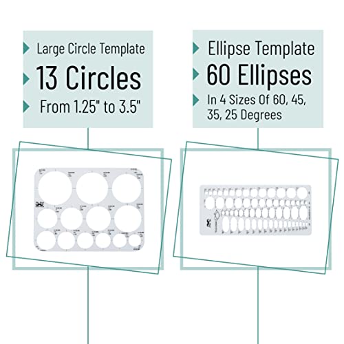 Mr. Pen- French Curve, Large Circle Template and Ellipse Template (6 Pc), Curve Ruler, Drawing Tools, Drafting Tools, Geometry Template, Drawing Templates, Architectural Templates, Journaling Supplies