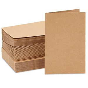 48 pack kraft brown blank greeting cards with envelopes, folded cardstock for diy wedding, birthday invitations, crafts (4×6 in)
