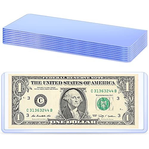 Bill Clear Holders Currency PVC Holder Transparent Bill Sleeves Currency Bill Display Holder for Regular Bills Protector Case Supplies, 6.9 x 2.95 Inch (10)