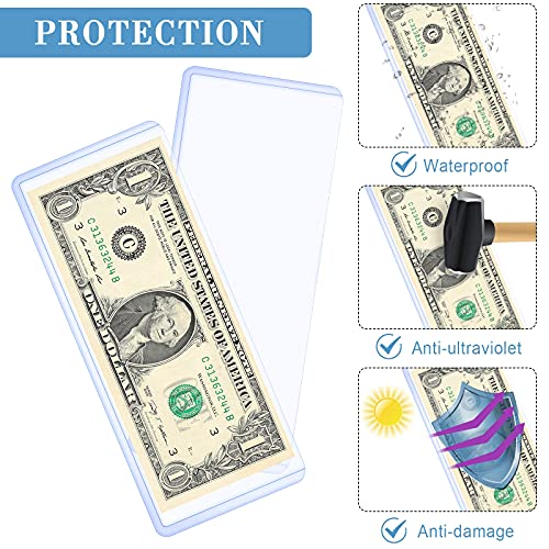 Bill Clear Holders Currency PVC Holder Transparent Bill Sleeves Currency Bill Display Holder for Regular Bills Protector Case Supplies, 6.9 x 2.95 Inch (10)