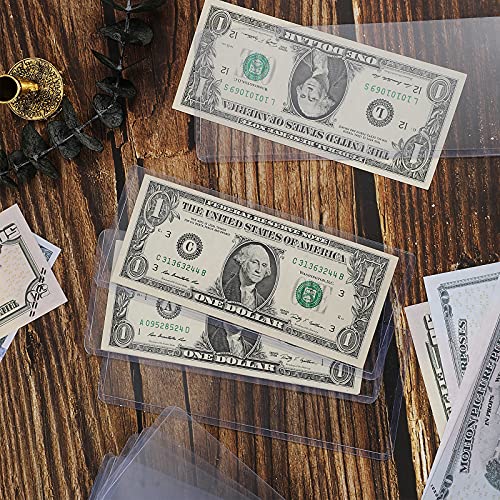 Bill Clear Holders Currency PVC Holder Transparent Bill Sleeves Currency Bill Display Holder for Regular Bills Protector Case Supplies, 6.9 x 2.95 Inch (10)