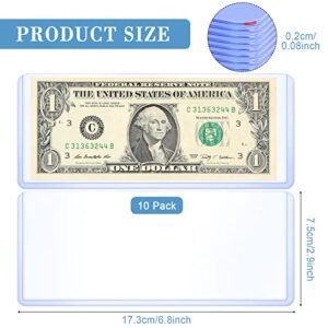 Bill Clear Holders Currency PVC Holder Transparent Bill Sleeves Currency Bill Display Holder for Regular Bills Protector Case Supplies, 6.9 x 2.95 Inch (10)