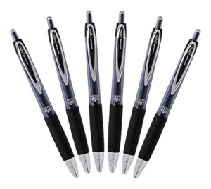 uni-ball signo 207 retractable gel pen, 0.5mm micro point, black, pack of 6